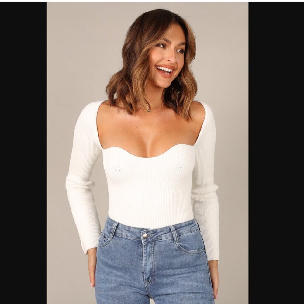 Petal & Pup Aquerelle White Stretch Knit Sweater 12 - Picture 8 of 16